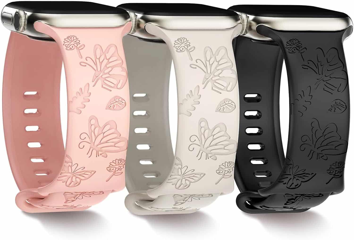 Maxtop 3 Pack Soft Silicone Bands – Floral Butterfly Engraved Smart Watch Waterproof Band – A Review