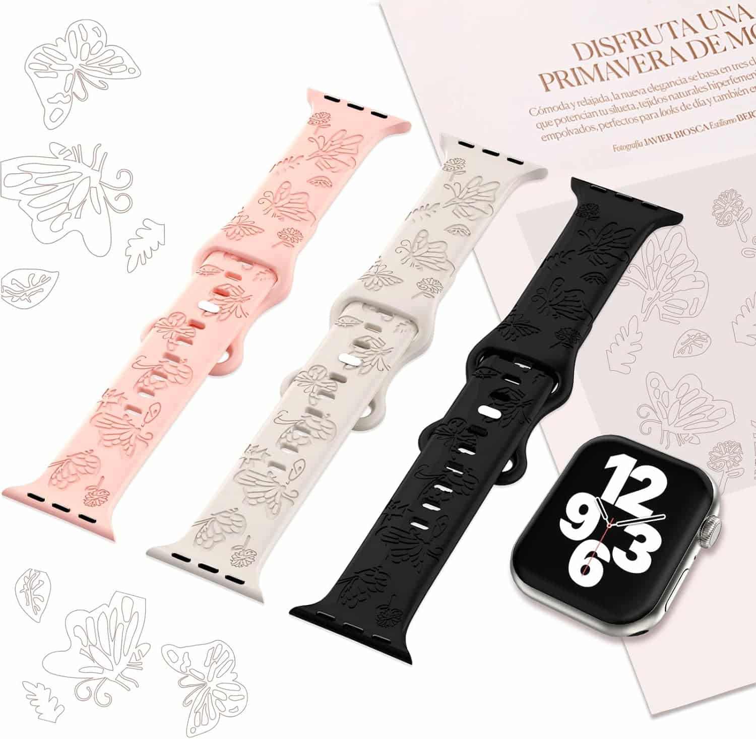 Maxtop 3 Pack Soft Silicone Bands - Floral Butterfly Engraved Smart Watch Waterproof Band - A Review